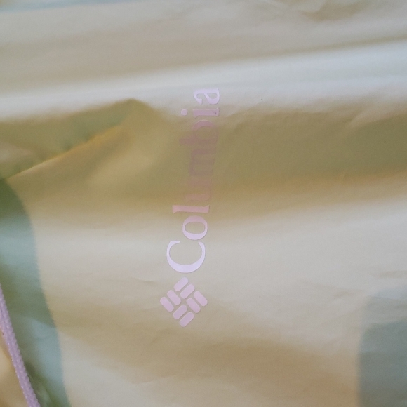 COLUMBIA Lime Green & Gray Zipp Up Hooded Windbreaker Jacket Sz Small - Picture 6 of 7